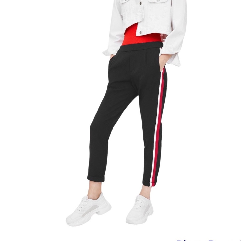 Zara Trousers w Elastic Waist, Side Stripes, & Pockets